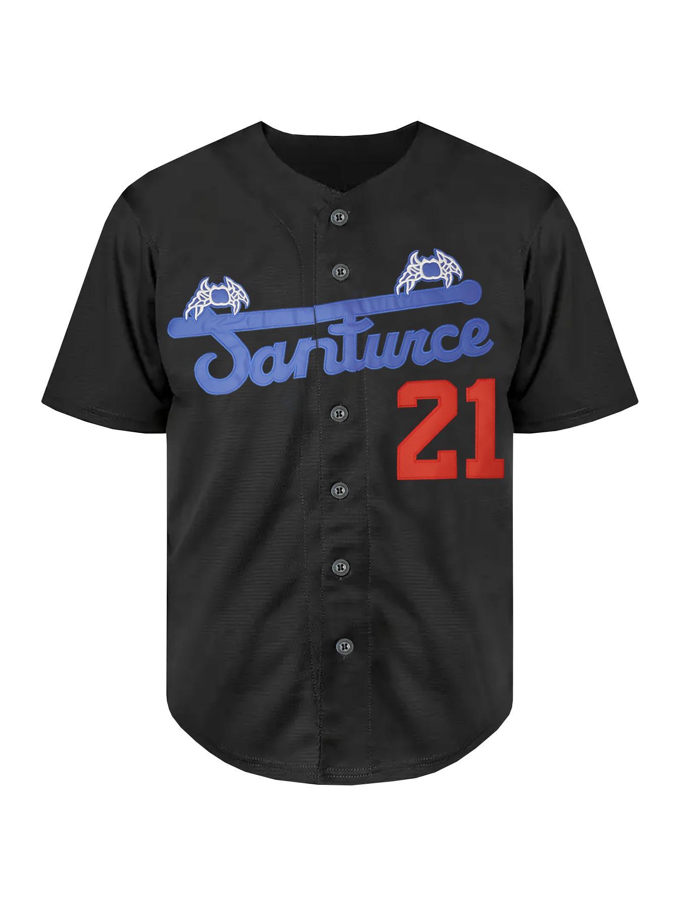 Men's Letter Embroidery V Neck Baseball Jersey, Casual Loose Striped Print Short Sleeve Button Sports T-shirt, Breathable Baseball Top for Outdoor Sports, Stylish Jersey