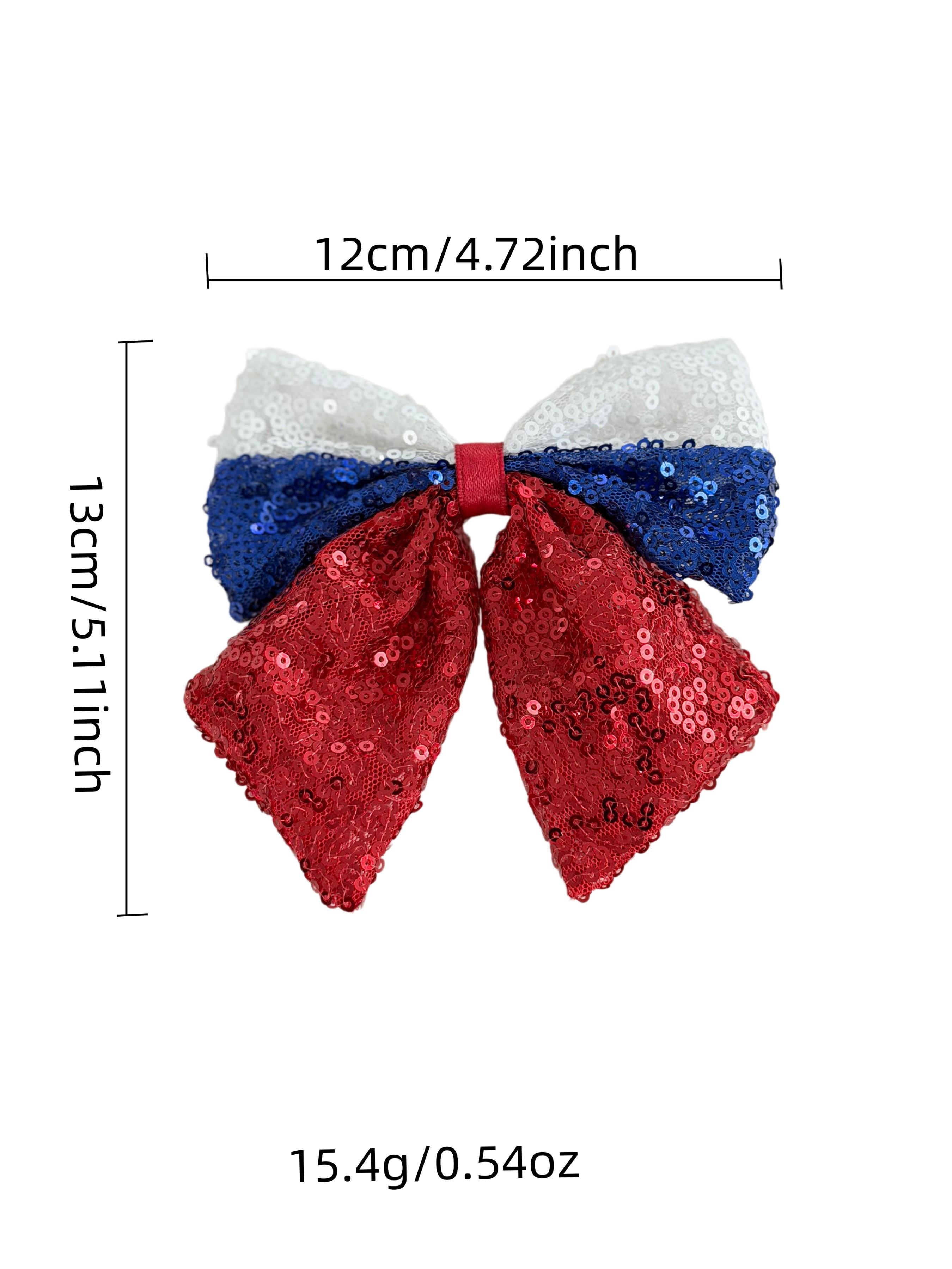 Women's Independence Day Hair Clips Blue Sequins Bow Patriotic Theme Party Headwear, 2pcs Ladies Hair Accessories