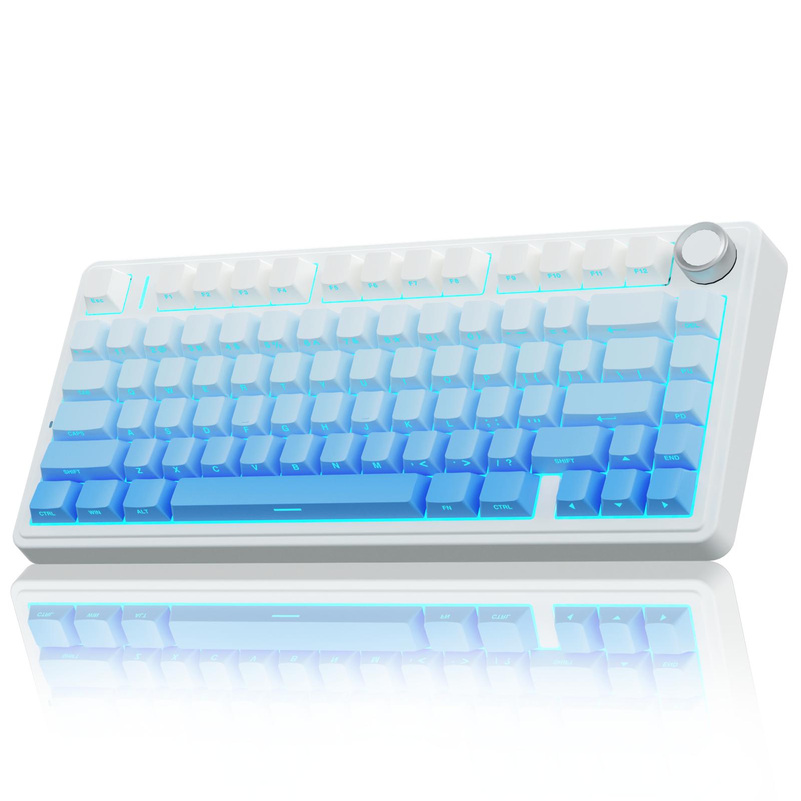AULA F75 Pro Wireless Gaming Mechanical Keyboard, Knob Control 75% Washer Hot Swappable Custom Keyboard, Tri-Mode Connect RGB Backlight, Pre-lubricated Linear Switches, Side Printed PBT Keycaps , Gradient Blue Creamy Keyboard  TikTokShopfalldealsforyou