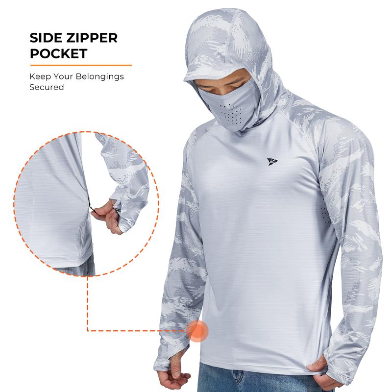 【RODEEL】931 Sun Hoodie Shirts w/ Removable Mask Neck Gaiter Men UPF 50+ UV Protection Long Sleeve Lightweight Quick Dry Moisture Wicking Breathable Cooling Athletic Activewear for Outdoor Sports Hiking Camping Fishing Construction Roofing, Holiday Gift 【RODEEL】931 Sun Hoodie Shirts w/ Removable Mask Neck Gaiter Men UPF 50+ UV Protection Long Sleeve Lightweight Quick Dry Moisture Wicking Breathable Cooling Athletic Activewear for Outdoor Sports Hiking Camping Fishing Construction Roofing, Holiday Gift