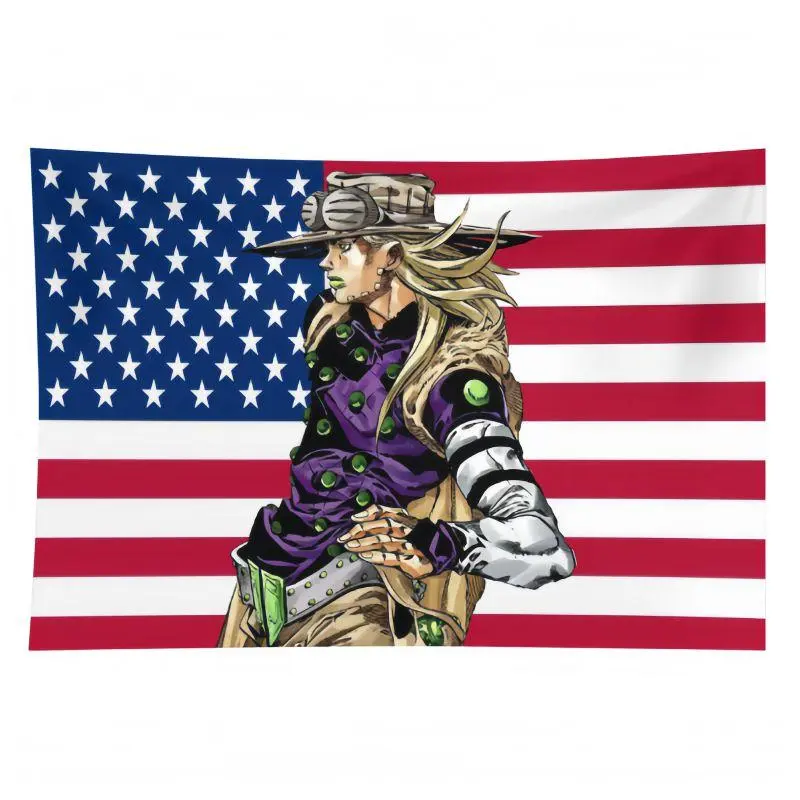 JJBA Series D4C Aesthetic Wall Tapestry - USA Flag Printing Mural, Jojos Meme Banner, Anime Fan Gift, Indoor Room Decor Wall Art, Tapestry Wall Mural, Wall Tapestries