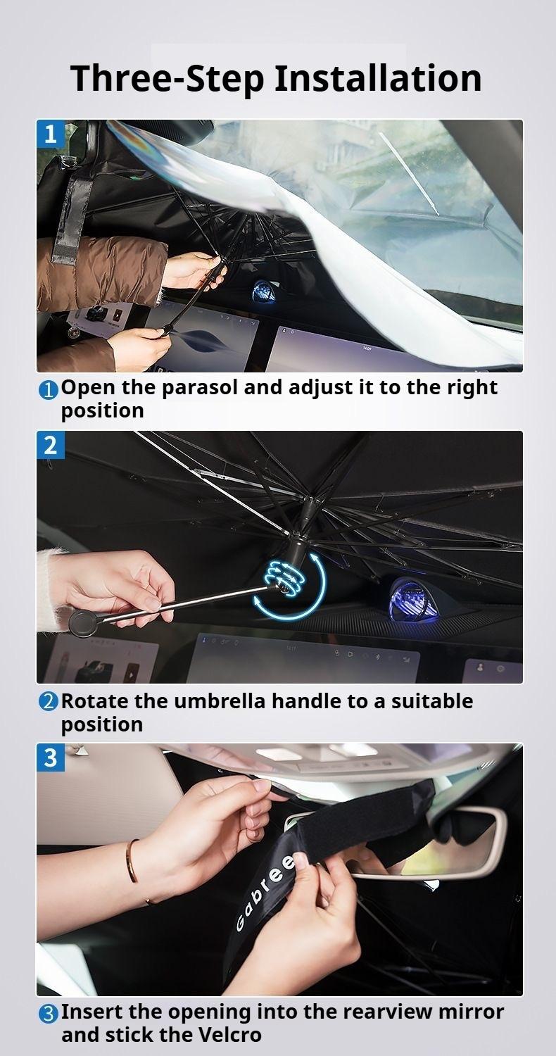 JOYTUTUS Foldable Car Sunshade Umbrella with UV Blocking - Protects from Sun Rays & Heat Damage - Keeps Vehicle Cool - Versatile for Various Car Models