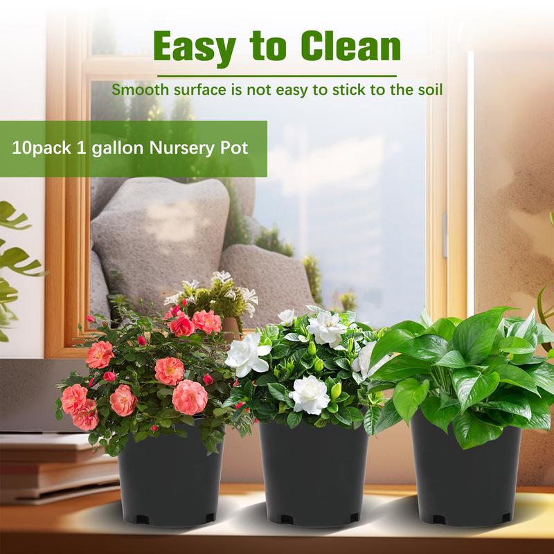 Findmall 10PC Black Trade Gallon Root Garden Container Premium Nursery Pots