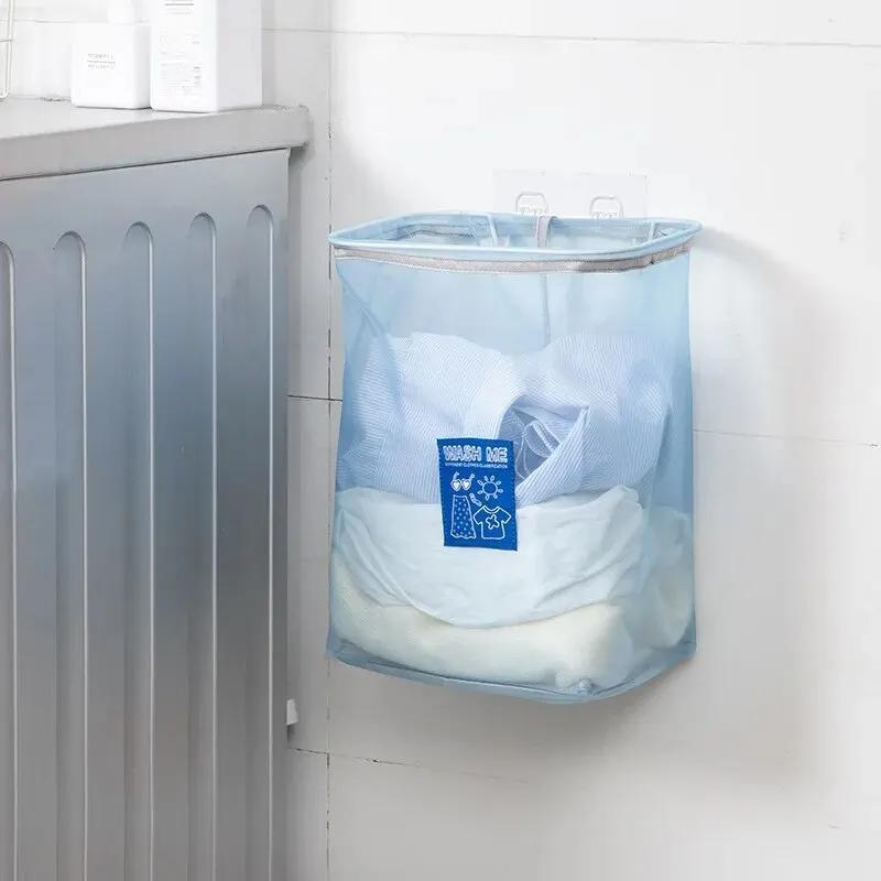Foldable Wall-mounted Laundry Basket Modern Simple Style Home Use Clothes Storage Hanging Wall-mounted Storage Rack