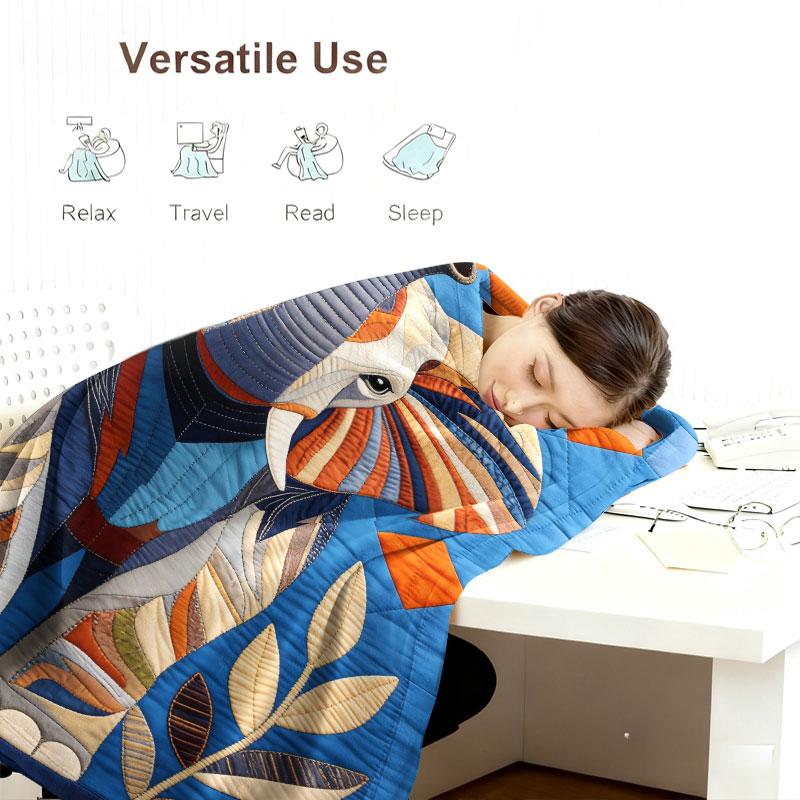 Creative Elephant Pattern Quilted Blanket, Winter Home Decor Essential, Warm and Comfortable, Multi-Purpose, All Ages