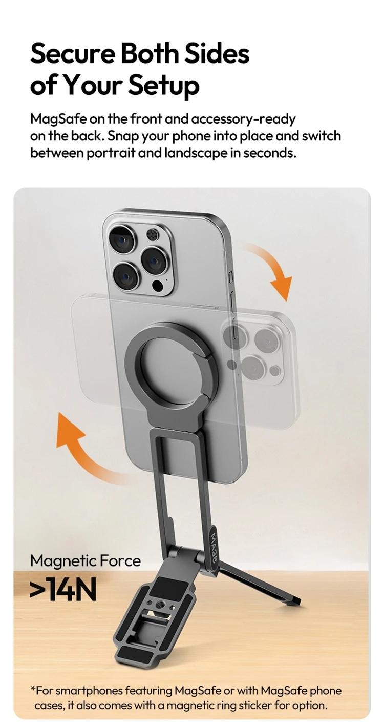 Ulanzi MA38 Mobile Phone Photography Stand Selfie Stick Double Magnetic Overhead Tripod for Samsung Xiaomi Huawei iPhone Vivo