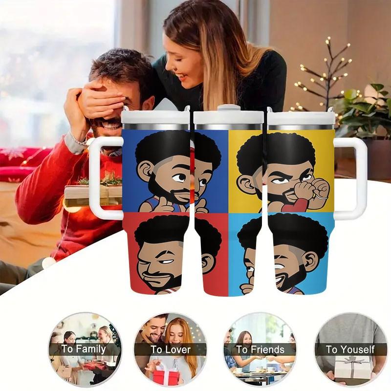 1pc Cute Cartoon Insulated Cup, Vacuum Dual-Layer Stainless Steel, Long-Lasting Heat and Cold, Portable Coffee Cup for Office and Travel