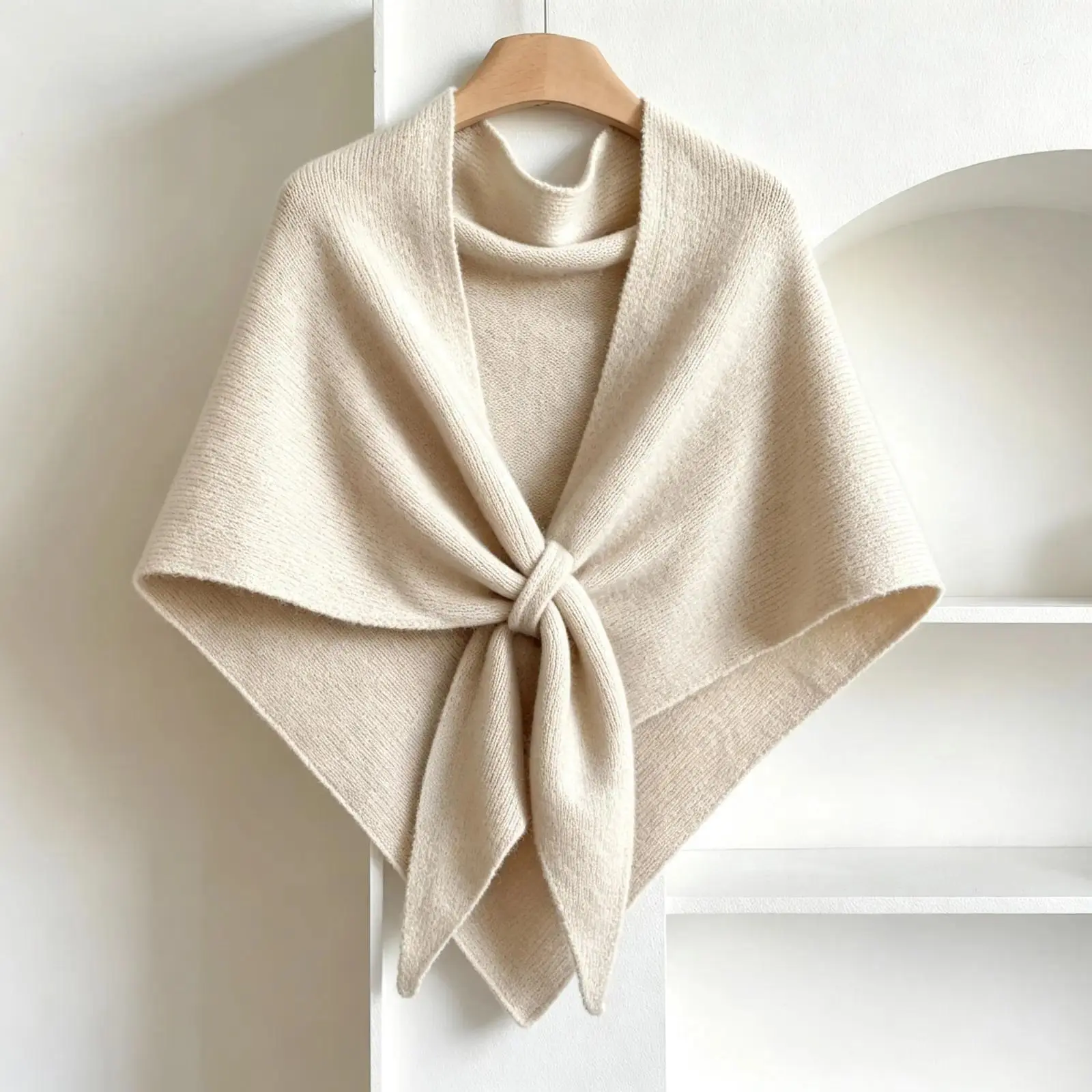 Soft Knitted Wrap Shawl for Women, Thick Warm Knotted Detail Cover-Up, Versatile One Size Fashion Accessory, Cozy Lightweight Layer for Travel, Office, Outdoor & Daily Casual Outfits