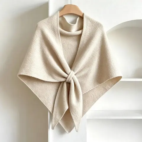 Soft Knitted Wrap Shawl for Women, Thick Warm Knotted Detail Cover-Up, Versatile One Size Fashion Accessory, Cozy Lightweight Layer for Travel, Office, Outdoor & Daily Casual Outfits