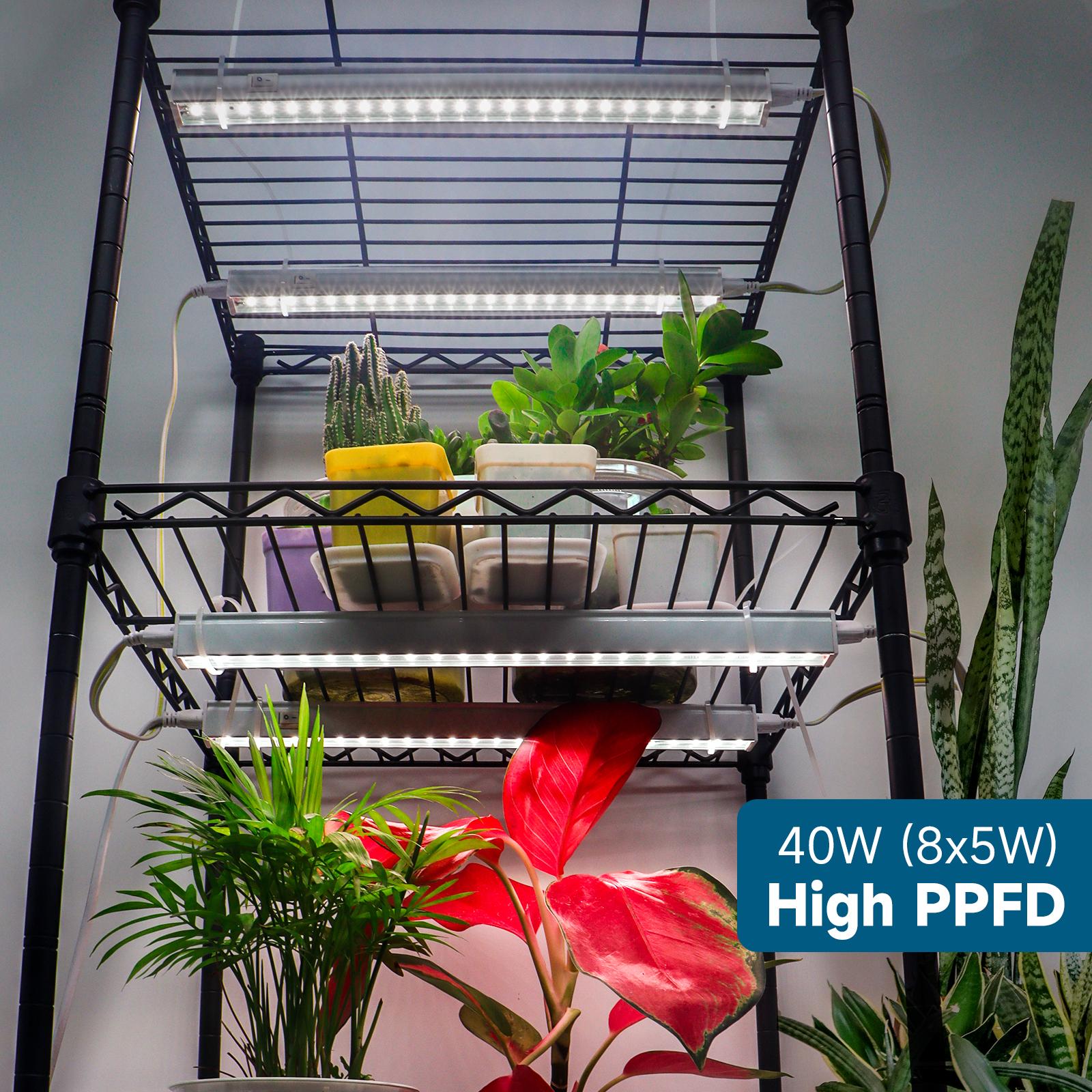 Barrina T5 Grow Lights, 1FT, 5000K White Full Spectrum, Plant Growing Lamp, LED Grow Light Bulbs Plug and Play, 4 Packs