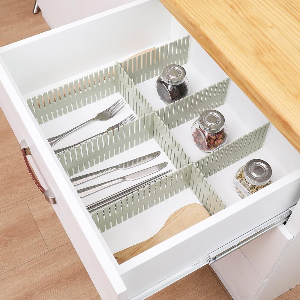 6pcs Adjustable Drawer Dividers, Thick PP Material Non-Slip, Home Storage Organizer, Suitable for Wardrobe, Underwear, Socks, Kitchen Utensils