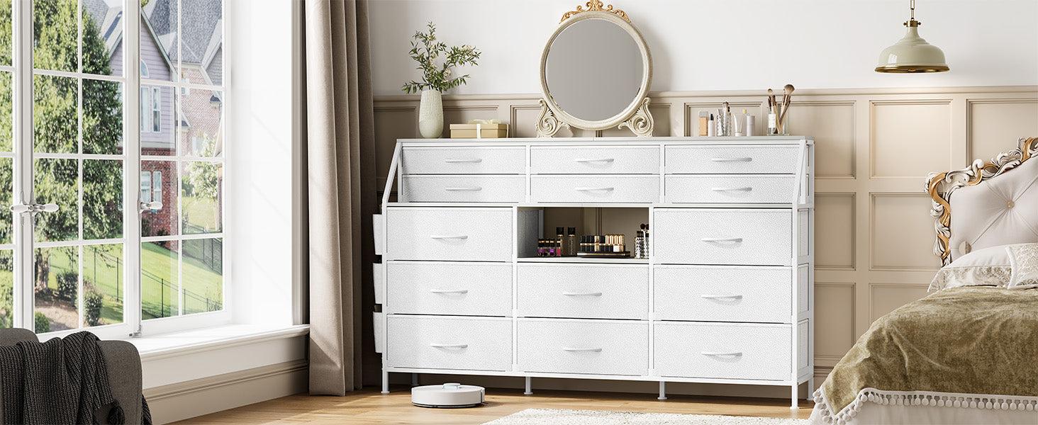 GARVEE14 Drawer Dresser and 54-Inch TV Stand with Built-in Power Outlets and LED Lighting - Multi-functional Storage and Entertainment Furniture