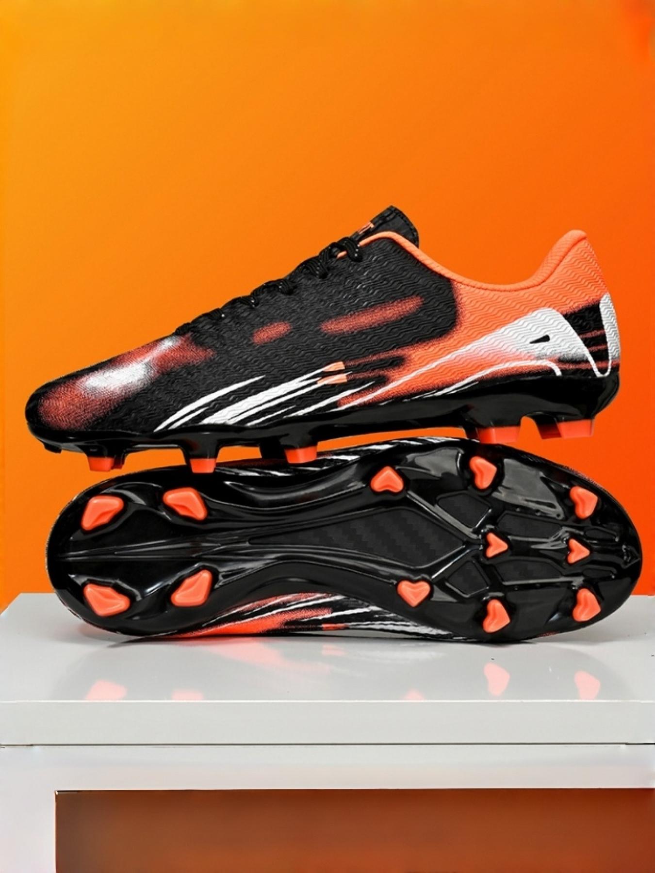 1 Pair Parent-Child White Pink Color Block Football Cleats | Breathable Mesh | Enhanced Traction | Eye-Catching Design | For Soccer Training & Matches | Trending