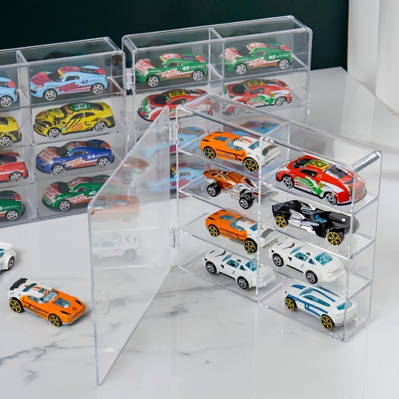 4 PCS  Multi-functional 8 Compartment Clear Plastic Storage Boxes Stackable with Lids for Toys Cars Jewelry Desktop Closet Organizer Space Saving Home Office