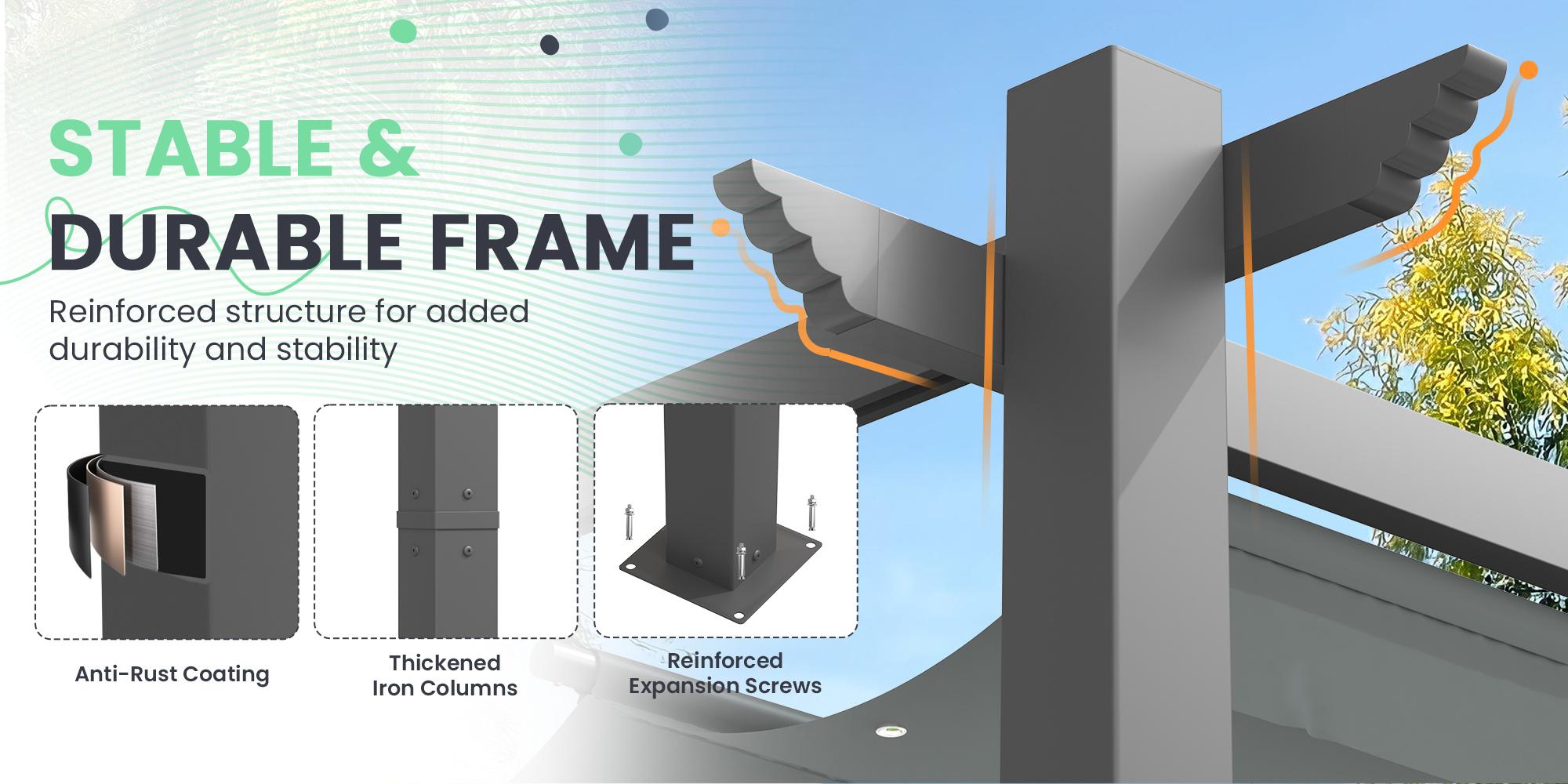 10' x 10' Outdoor Pergola with Retractable Canopy, Heavy-Duty Metal Frame and Adjustable Patio Shade Roof, Gray/Khaki 10' x 10' Outdoor Pergola with Retractable Canopy, Heavy-Duty Metal Frame and Adjustable Patio Shade Roof, Gray/Khaki