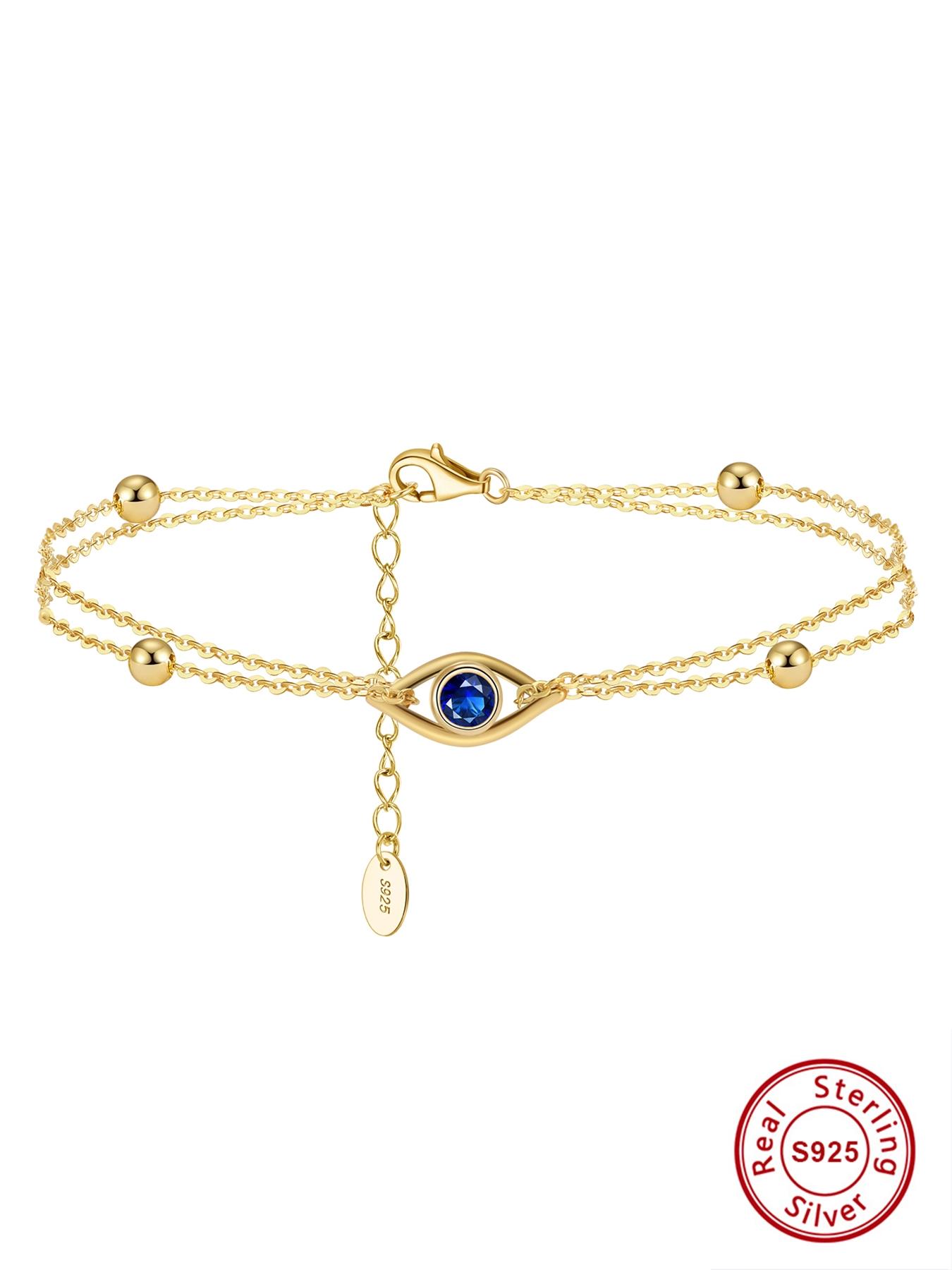 925 Sterling Silver Fashion Evil Eye Design Bracelet, Elegant Jewelry Bracelet, Fashion Jewelry for Party, Daily Clothing Decor, Trendy All-match & Exquisite Jewelry for Birthday Gift