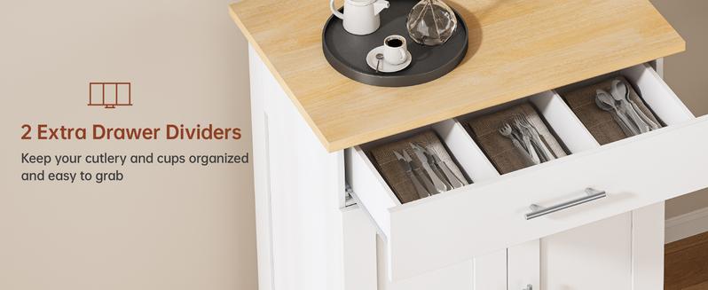 Kitchen Island Cart, Small Kitchen Island with Storage - Large Drawer, Adjustable Shelf & Towel Rack, Mobile Rolling Kitchen Island with Wheels, Space-Saving White Kitchen Organizer for Dining Room