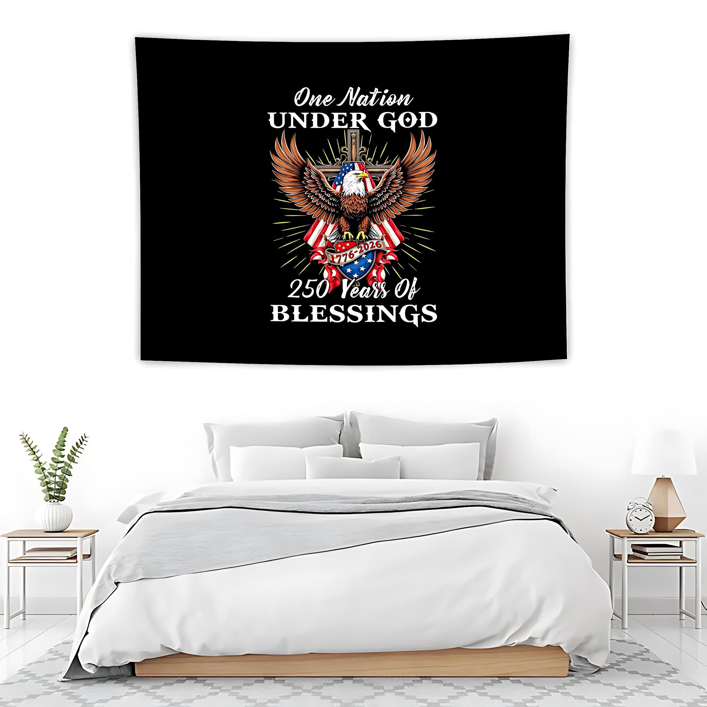 250th Anniversary 1776-2026 American Eagle Tapestry, One Nation Under God Wall Hanging, Casual Knit Design, Model 114514