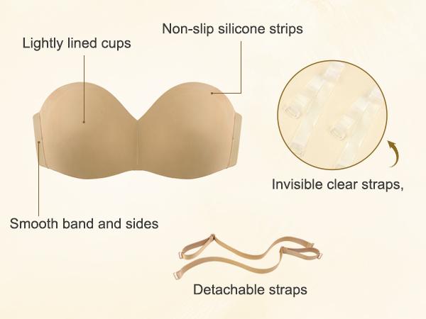 HSIA Shay Multiway Plus Size Unlined Non-padded Seamless Minimizer Strapless Bra for Big Busted Women with No Slip Silicone Strips and Detachable Straps - Womenswear