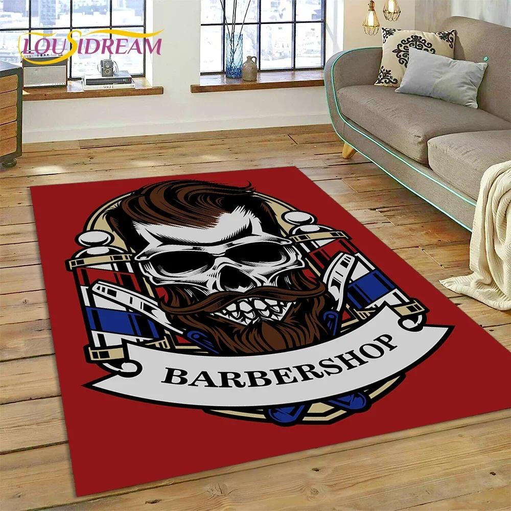 Vintage Barbershop Portrait Flannel Area Rug - Retro Hairstyle Salon Print Soft Mat for Barber Shop & Home, Non-Slip Man Cave Decor#BarbershopRug #VintagePortraitMat #RetroSalonDecor #ManCapeCarpet #NonSlipFlannelRug