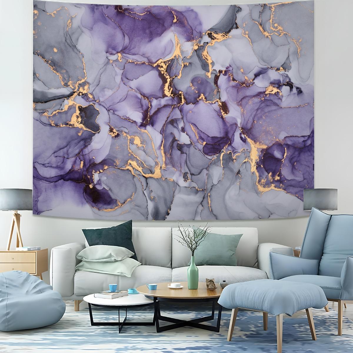Marble Tapestry Wall Hanging, Gold Foil Vein Abstract Art Wall Tapestry, Luxury Modern Aesthetic Tapestry for Bedroom Living Room Dorm Home Decor
