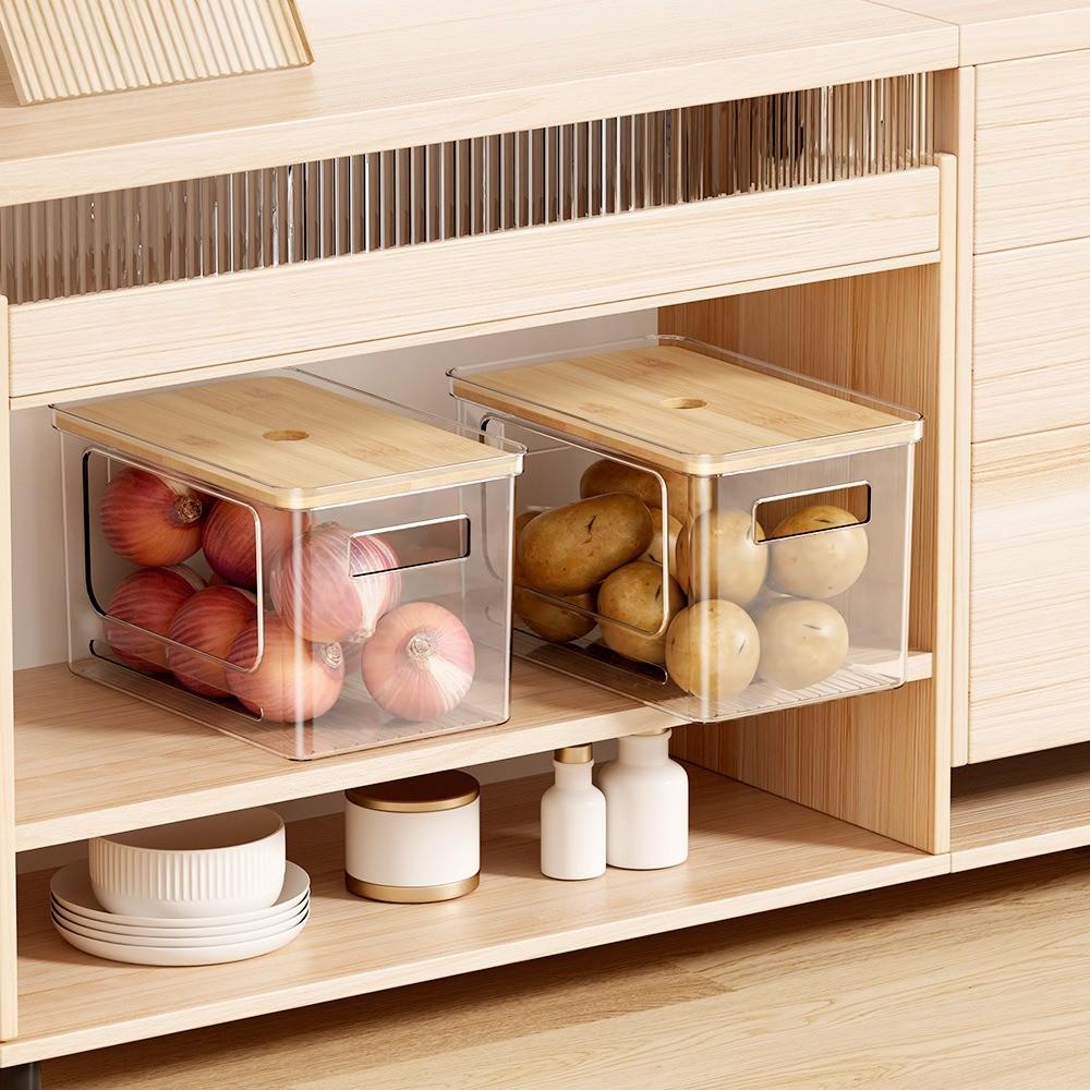 Covered storage box, suitable for kitchen and built in brush, with liquid compartment, laundry room garbage bag stand, food cabinet, kitchen cabinet, sink under storage box