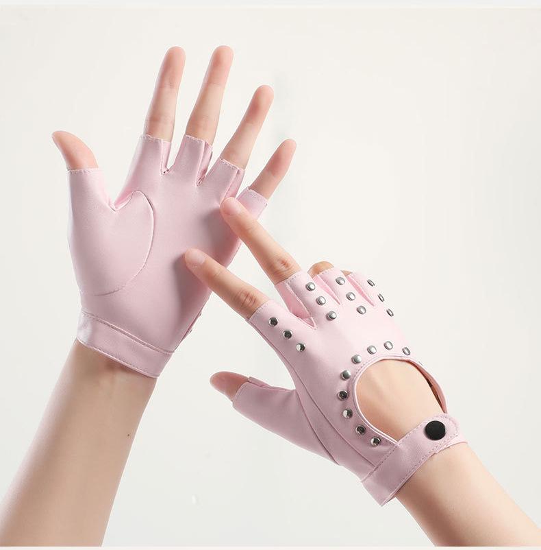 Women's Half-Finger Gloves for Motorcycle Riding Driving Steel Dance Nightclub Performance Cosplay, Stylish and Functional Accessory
