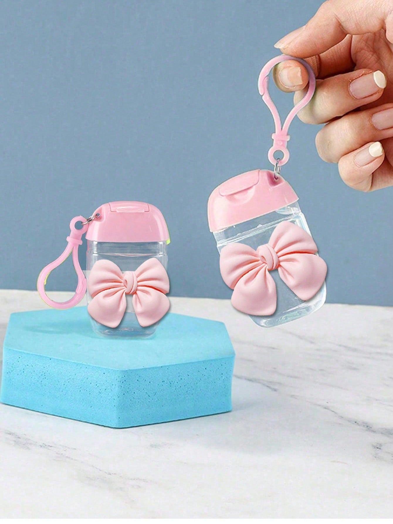 Transparent Empty Bottle 30ML with Bow, Travel Size, Keychain Hook, Flip Cover, Reusable, Portable, Refillable, Cosmetics Container