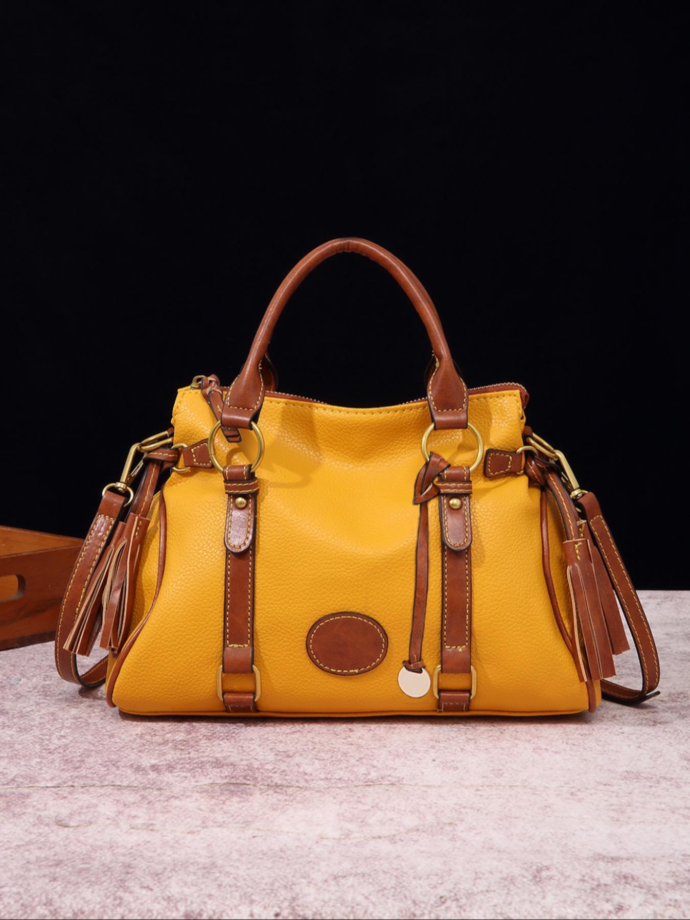 1 Piece Women's Fashionable Simple Color Tote Bag, Crossbody Tote Bag, Fashionable Large Capacity Tote Bag for Women & Men, Retro Bag for Commuters and Students