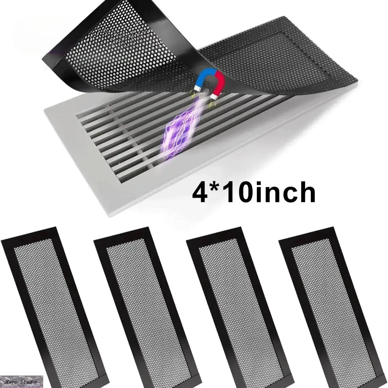 Magnetic Vent Covers 4 Pack, Removable Air Vent Filters for Floor & Ceiling Vents, Dust and Pet Hair Protection, Washable HVAC Vent Covers for Home, Office, Kids & Pets, Energy Saving Airflow Accessories sohochic