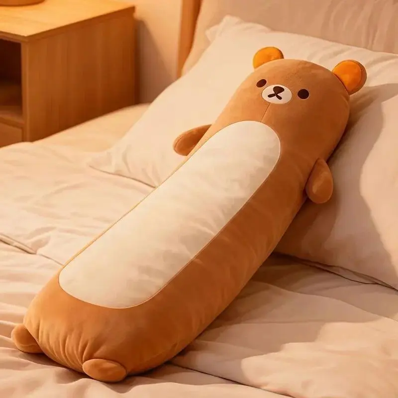 60-80cm Cute Rilakkuma Long Pillow Plush Toy Extra Soft Leg Cuddling Pillow For Sleeping Sofa Cushion Office Nap Pillow Gift