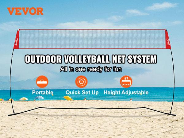 fathersdaygift  VEVOR Freestanding Volleyball Training Net for Indoor or Outdoor Use, Adjustable Height Portable Net System with Carrying Bag, Professional Volleyball Practice Trainer for Hitting or Serving Drills