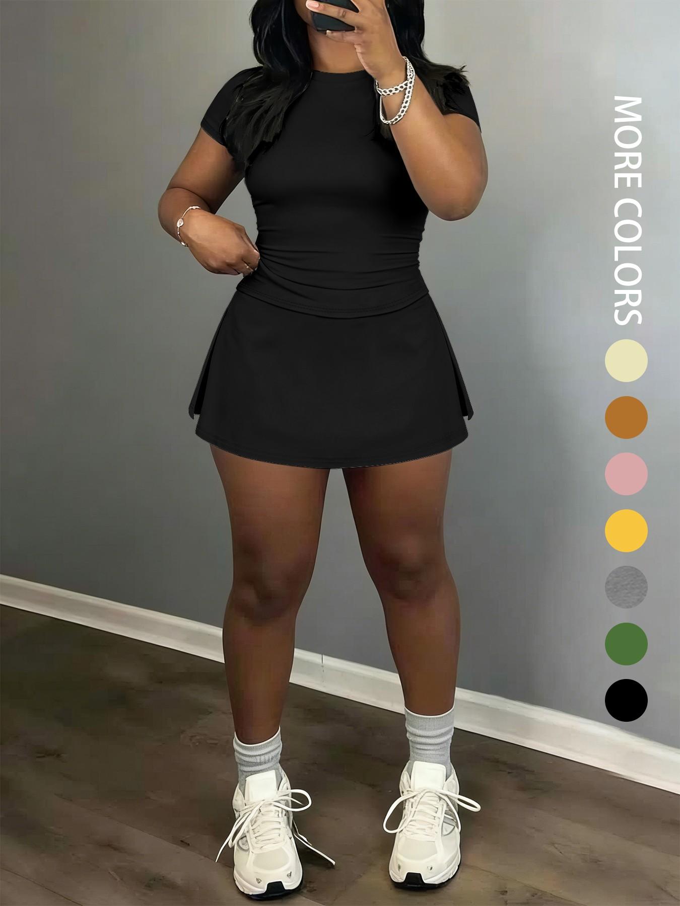 Women's Short Sleeve Casual Sporty Set, 2-Piece Women's Fashionable Daily Wear & Active Lifestyle Clothing, Workout Casual Wear Women's Short Sleeve Casual Sporty Set, 2-Piece Women's Fashionable Daily Wear & Active Lifestyle Clothing, Workout Casual Wear