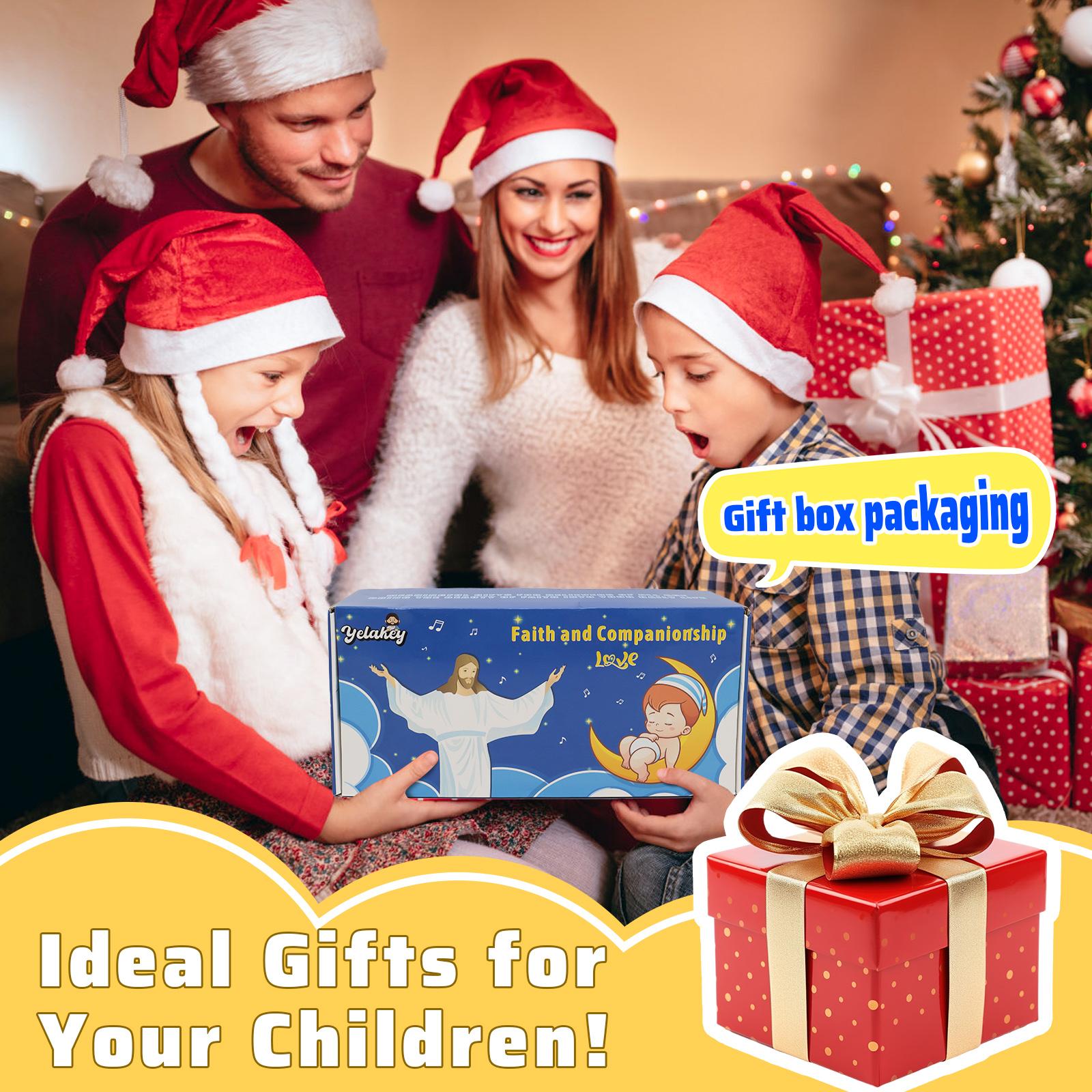 Yelakey Breathing Jesus Plush Soothing Jesus Plush Toys with Light & Sound, Jesus Stuffed Animal Breathing Plushy Doll, Christian Catholic Religious Plushie Christmas Easter Gifts for Kids Baby Adult