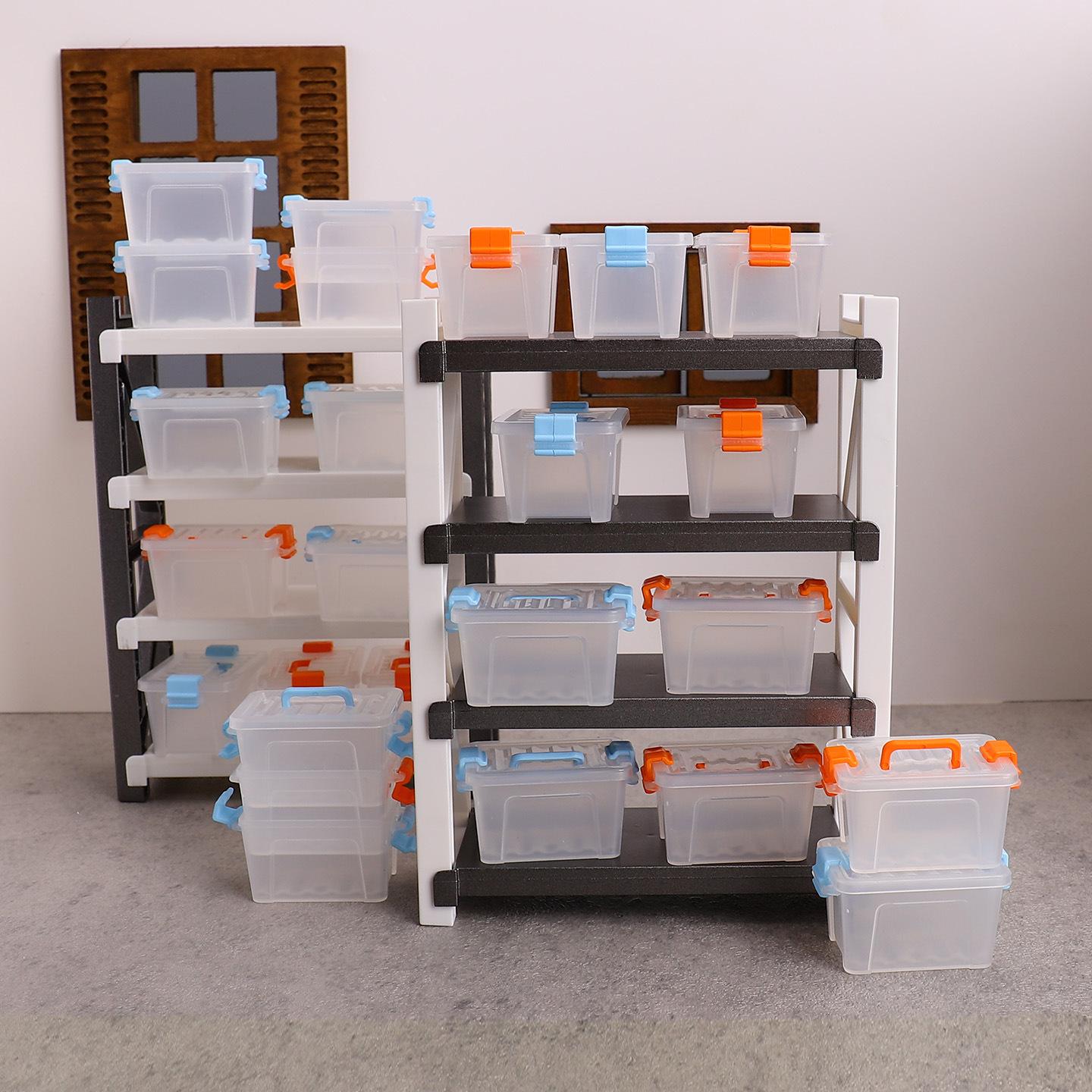 Transparent Plastic Storage Box Mini Suitcase Organizer Small Parts Container Tool Storage Case for Dollhouse Pretend Play Toy