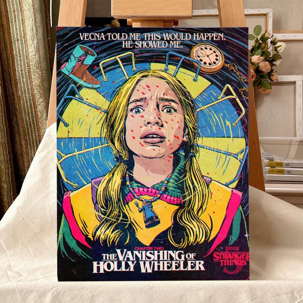 TV Series S-Stranger T-Things Painting Calligraphy Waterproof Scratch-Resistant Canvas Wall Art – Premium Oil Painting Style HD Print | Modern Aesthetic Home Decor for Living Room, Bedroom, Kitchen & Café | Perfect Holiday, Housewarming & Party Gift