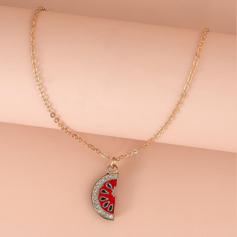 Summer Style Watermelon Pendant Necklace - Fashionably Simple, Versatile and Cute Necklace