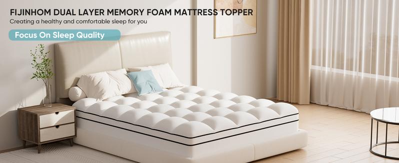 Dual Layer 4 Inch Memory Foam Mattress Topper Twin Size, 2 Inch Gel Memory Foam Plus 2 Inch Cooling Pillow Top Cover with 8-21 Inch Deep Pocket, Mattress Pad Comfort Support for Back Pain