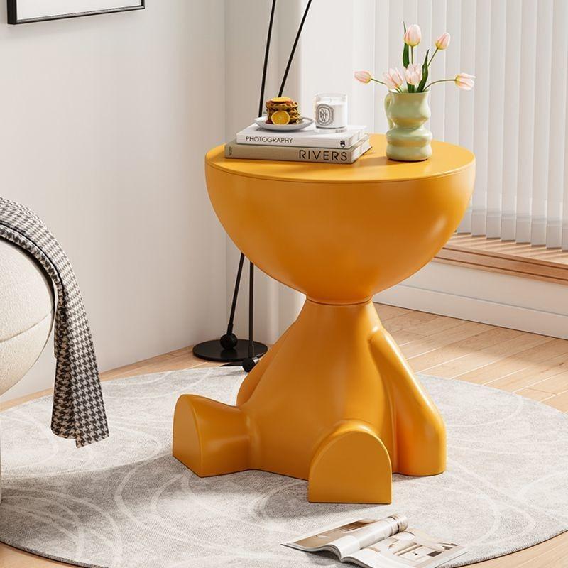 Creative cream style foldable small coffee table, cute small table, bedside table, flat head bear floor decoration, sofa edge table, ideal choice for holiday gifts and daily leisure, unique modern furniture