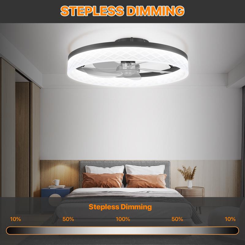 HYPERLITE Ceiling Fans with Lights - 19.7 Inch Flush Mount Ceiling Fan with Remote, 6 Wind Speeds, Reversible DC Motor, Dimmable LED Light with 3 CCT, Modern Ceiling Fan for Bedroom, Kitchen, Black,White,Adjustable Rgb Lighting,Jumpstart newyear HYPERLITE Ceiling Fans with Lights - 19.7 Inch Flush Mount Ceiling Fan with Remote, 6 Wind Speeds, Reversible DC Motor, Dimmable LED Light with 3 CCT, Modern Ceiling Fan for Bedroom, Kitchen, Black,White,Adjustable Rgb Lighting,Jumpstart newyear