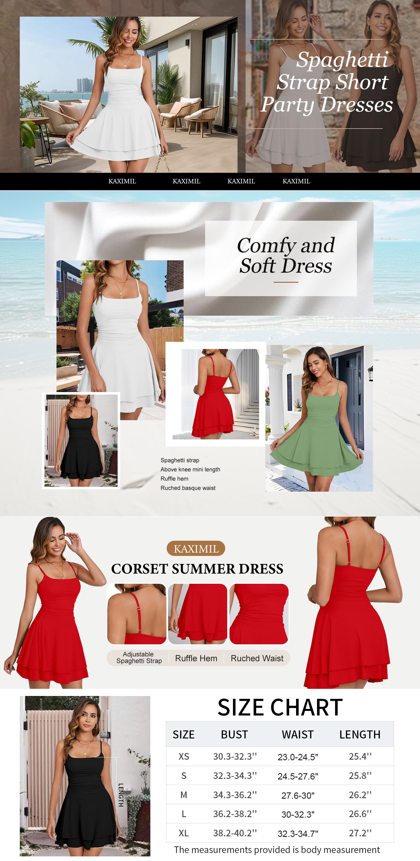 Kaximil Women's Athletic Layered Mini Dress Snatched A-Line Dress Spring Break Festival Outfit Romantic Date Night Backless Sun Dress High Elasticity Activewear Fabric for Graduation & Easter Party SpringStatements