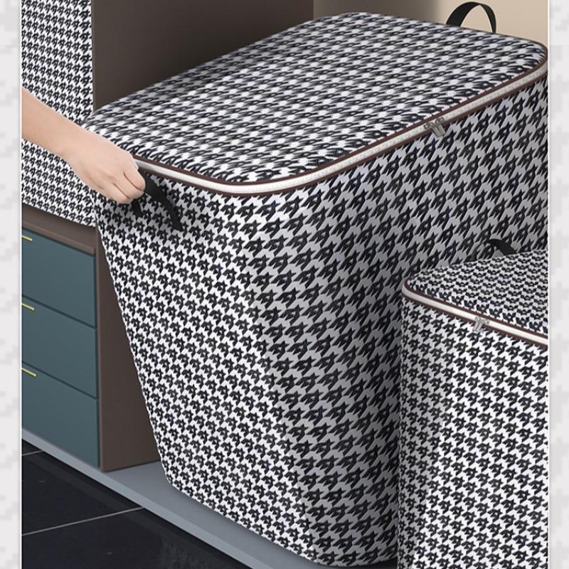 Checkered Pattern Large Capacity Storage Bag, Dustproof Waterproof Design, Space Saving Organizer, Space Saver Bags, Ideal Clothing and Quilt Organizer, Clothes Storage Organizer, Classic Style