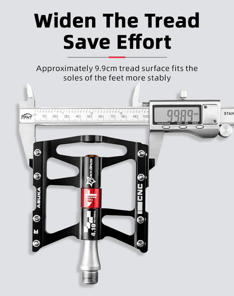 ROCKBROS 4 Bearings Mountain Bike Pedals MTB Padals Platform Flat Bike Pedals Aluminum Alloy 9/16"