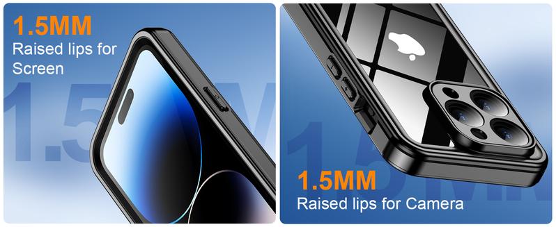 Temdan for iPhone 15 Pro/15 Pro Max Case waterproof Screen CameraLens Protector IP68 Protection Phonecase Cover Protective Smartphone Cellphone Shockproof