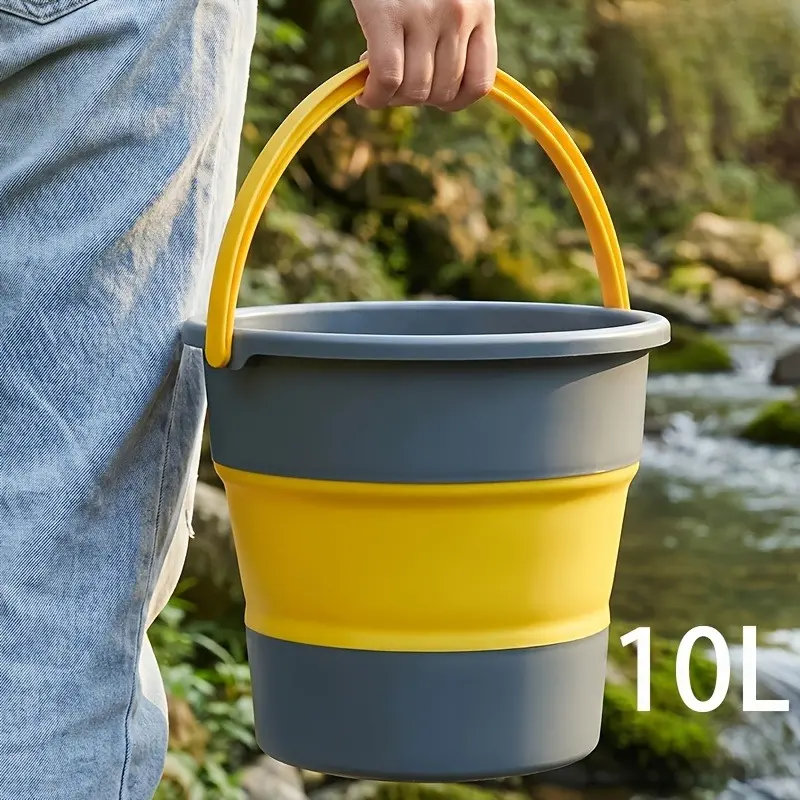 Collapsible Portable Bucket with Sturdy Handle | Lightweight Space-Saving Folding Bucket | Easy to Carry & Store | for Camping, Car Washing, Bathroom, Kitchen, Travel | Household Garage Outdoor Adventure Essential