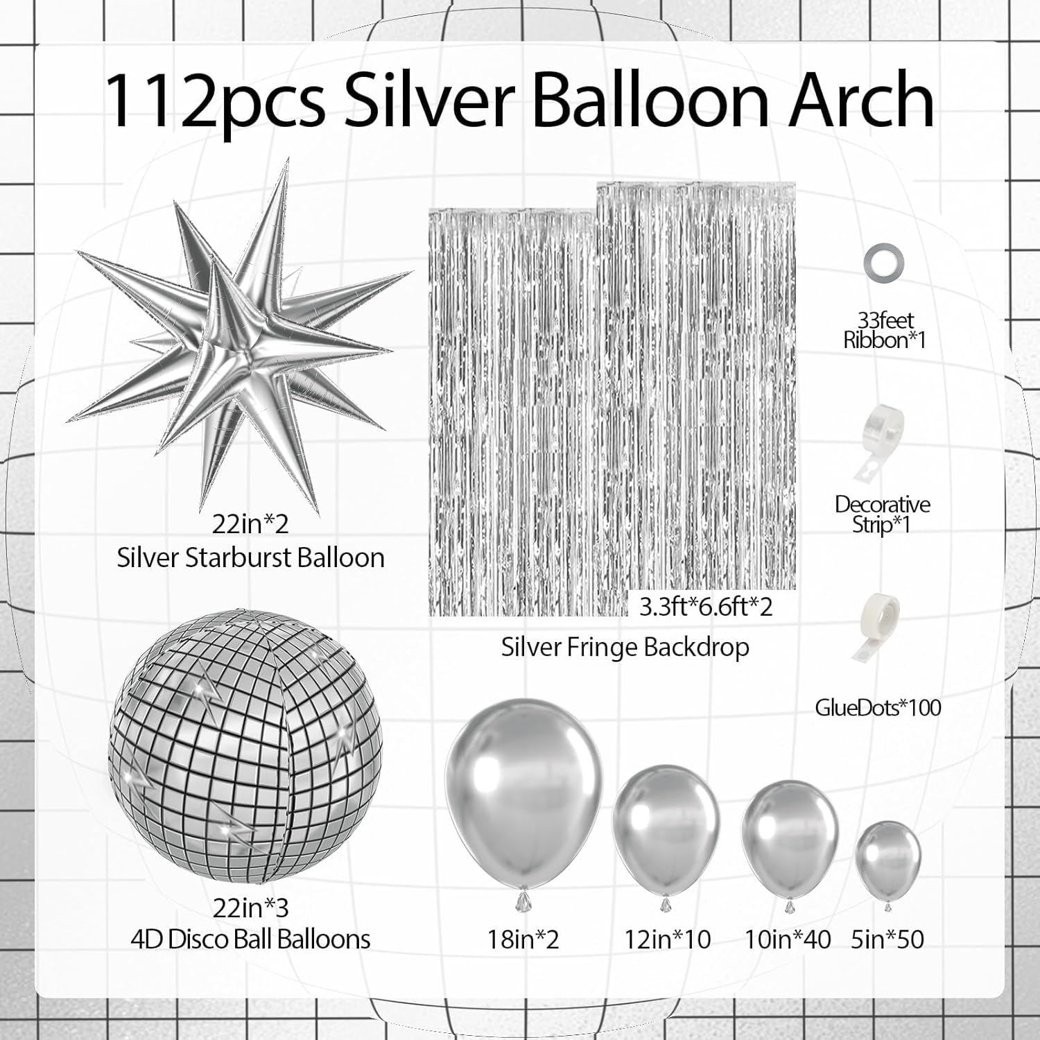 Disco Balloon Arch Garland Kit, Metallic  Balloon Arch with Disco Ball Balloons  Fringe Disco Ball Backdrop for Birthday Graduation Prom 2024 Disco Party Decorations