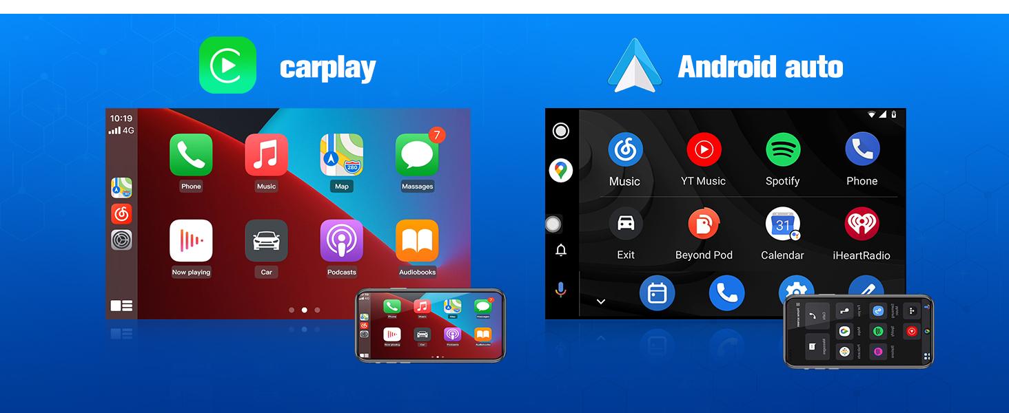 Car Stereo for Toyota Tacoma 2016-2021 touch screen has Android Auto Wireless Carplay, Bluetooth WIFI supports GPS Navigation