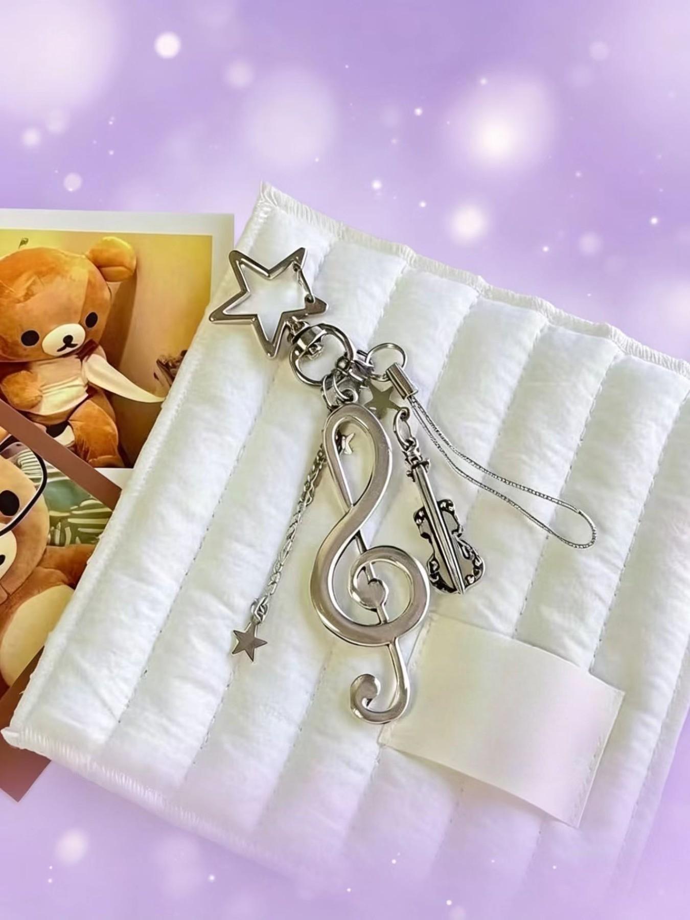 Lucky Star Melody Music Element Phone Chain Pendant, Alloy Material, Street Style, All Seasons, No Choking Hazard Warning
