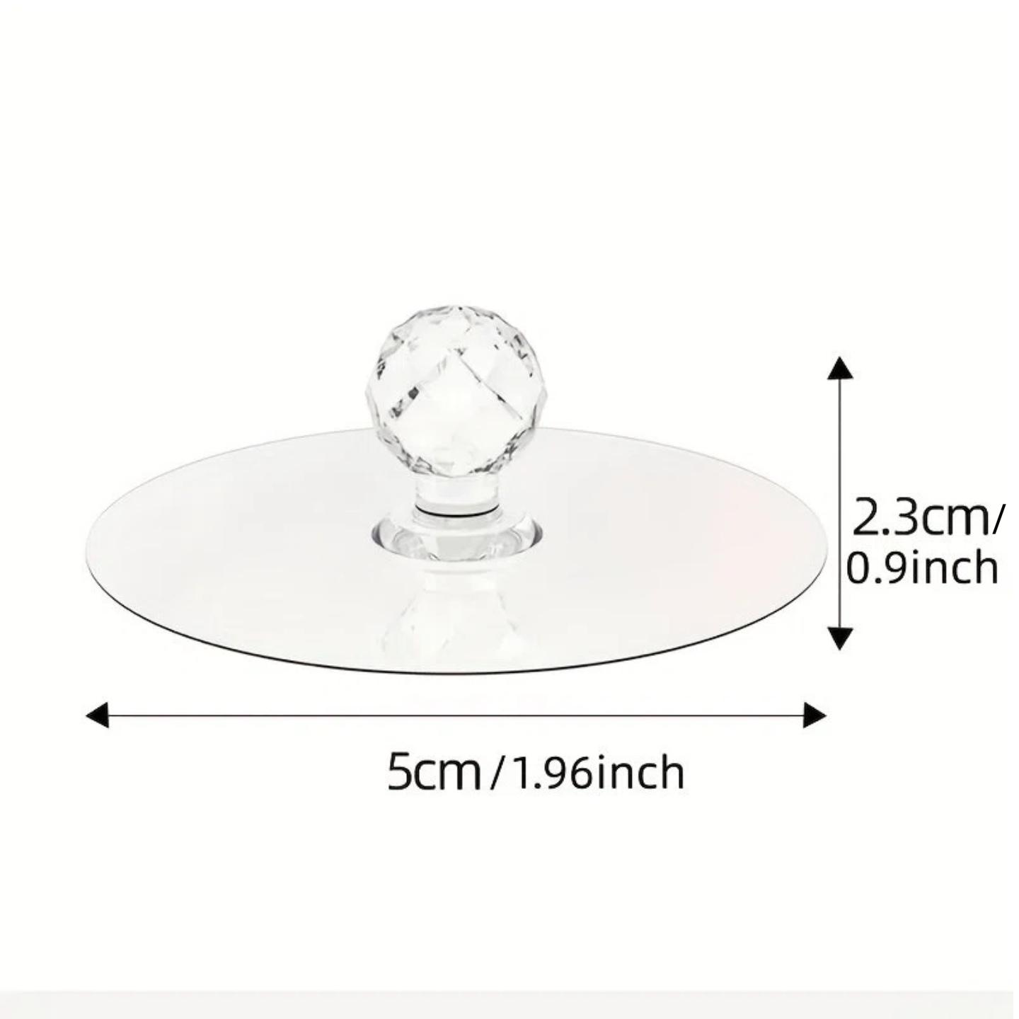 6pcs transparent glass self-adhesive crystal handles, decorative furniture hardware with hooks, for home and kitchen cabinets