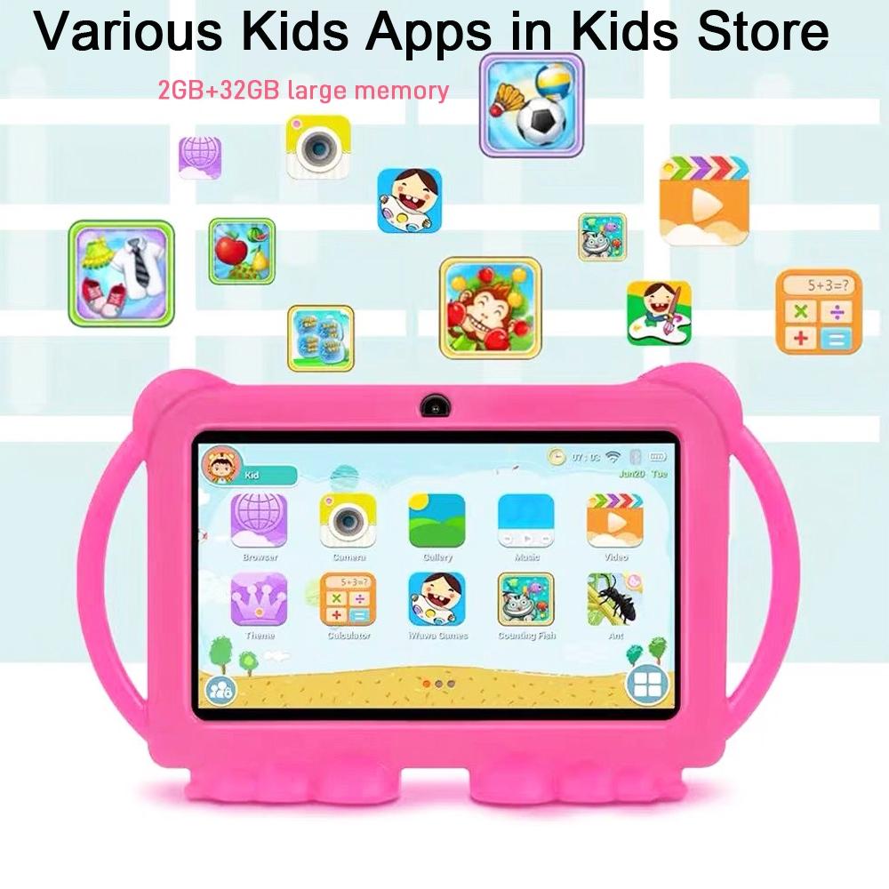 7-Inch Dual-Camera Tablet PC, Android Parental Control Education Tablet with Shockproof Case, 1024x600 Screen, Android Wi-Fi Tablet